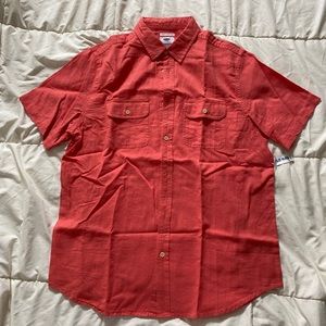 Men’s Old Navy NWT Button Front Coral Linen/Cotton Shirt size Large